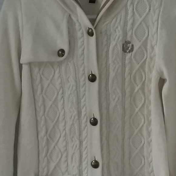 Beautiful long hooded cable knit cardigan sweater - Picture 6 of 8